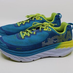 Hoka Bondi 5 Running Shoes SZ 9.5 Blue Lace Up Cushion Comfort Sneakers